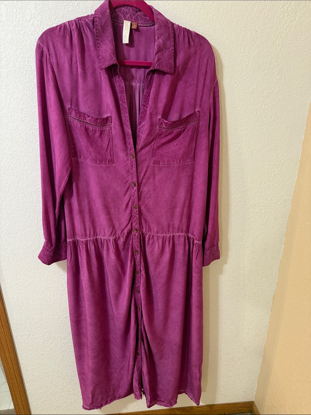 Pilcro Magenta Button-Front Midi Dress